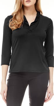 BY DESIGN Three Quarter Shawl Collar Blouse