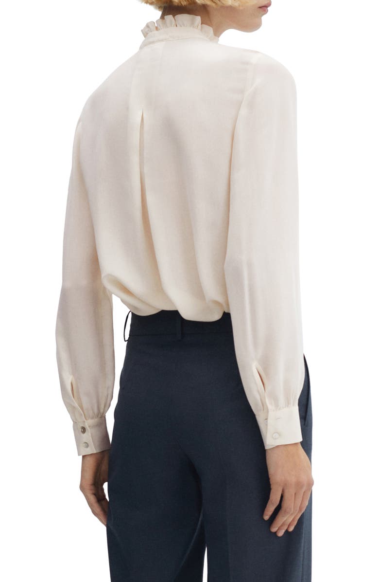 MANGO Lace Inset Button-Up Shirt, Alternate, color, 