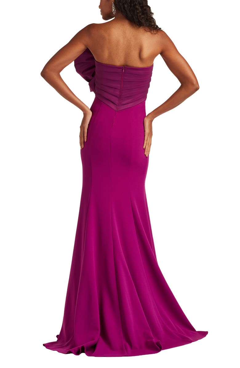 Tadashi Shoji Strapless Bow Taffeta Gown, Alternate, color, Magenta
