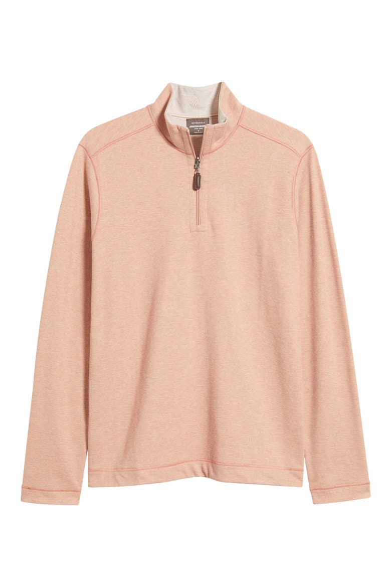 Icon Reversible Cotton Blend Quarter Zip Pullover, Alternate, color, PEACH/ WHITE