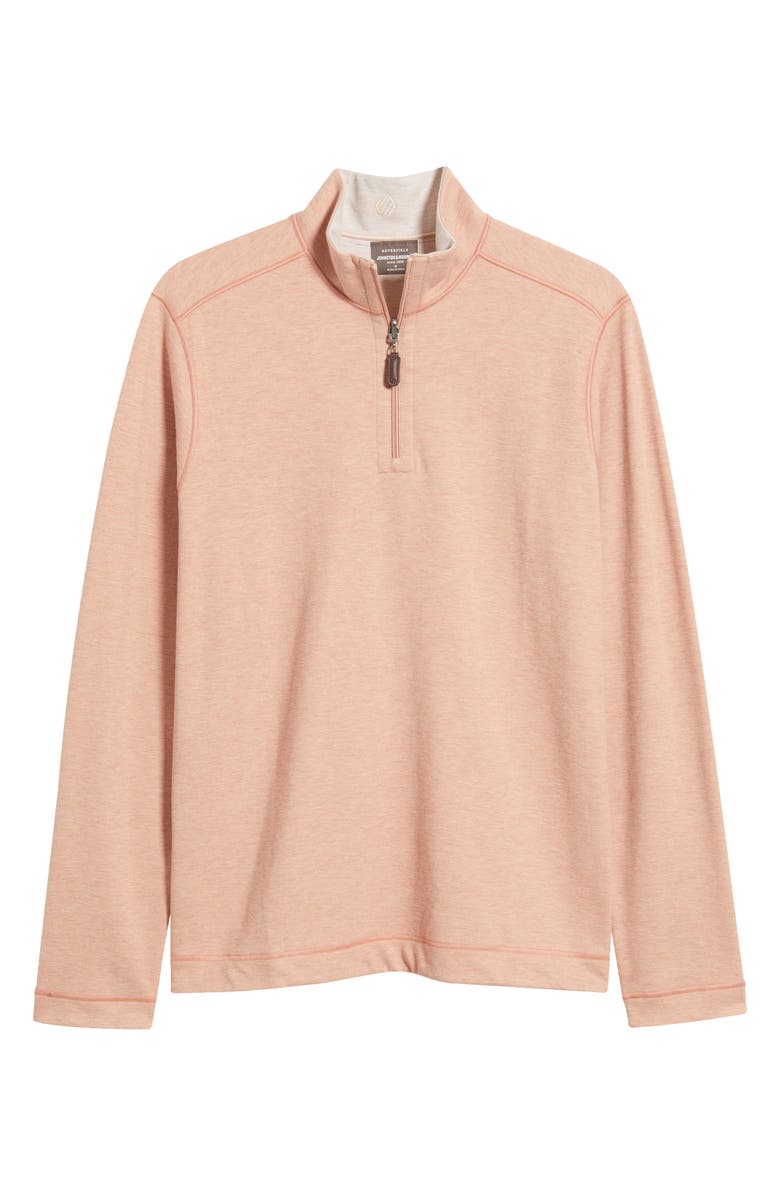 Johnston & Murphy Icon Reversible Cotton Blend Quarter Zip Pullover, Alternate, color, Peach/ White