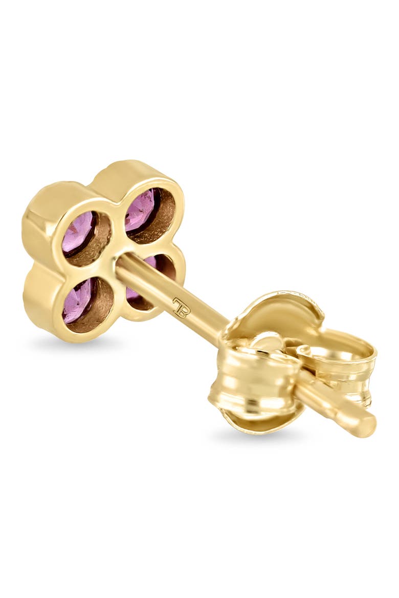 14k Gold Rhodolite Garnet Flower Stud Earrings, Alternate, color, 14KY