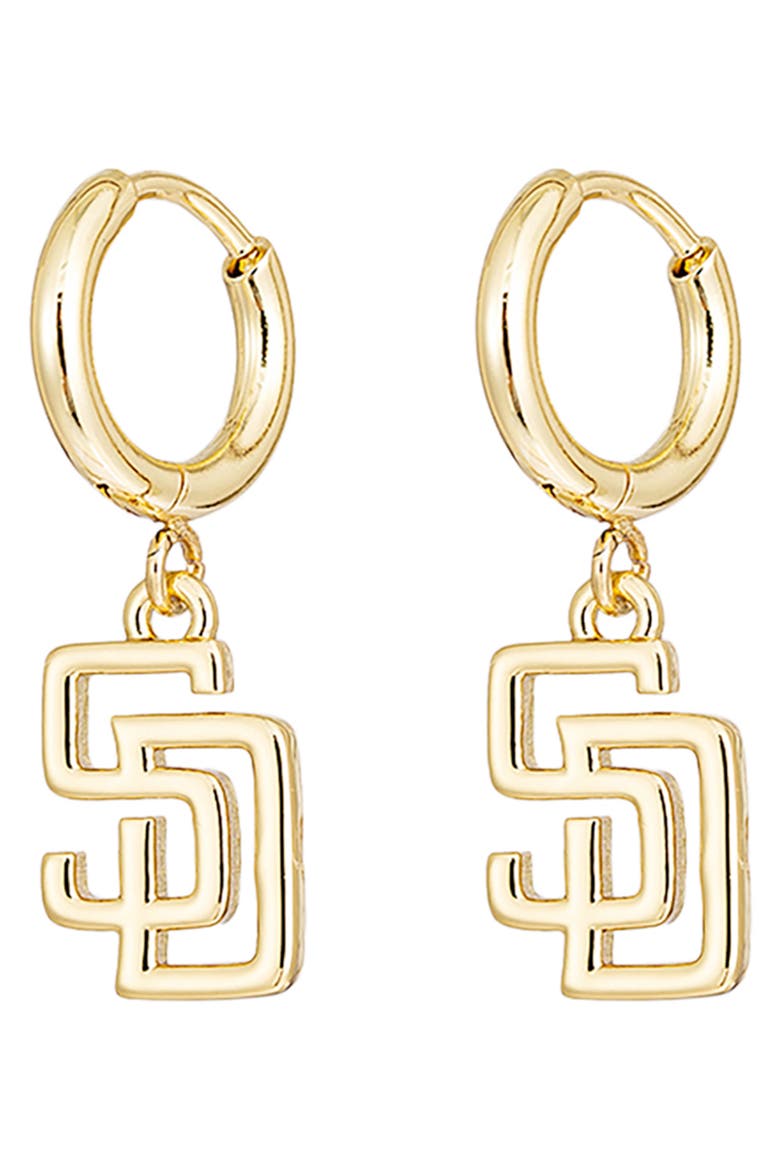 x The MLB San Diego Padres Logo Charm Hoop Earrings, Main, color, GOLD