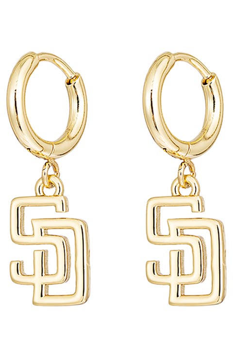 x The MLB San Diego Padres Logo Charm Hoop Earrings