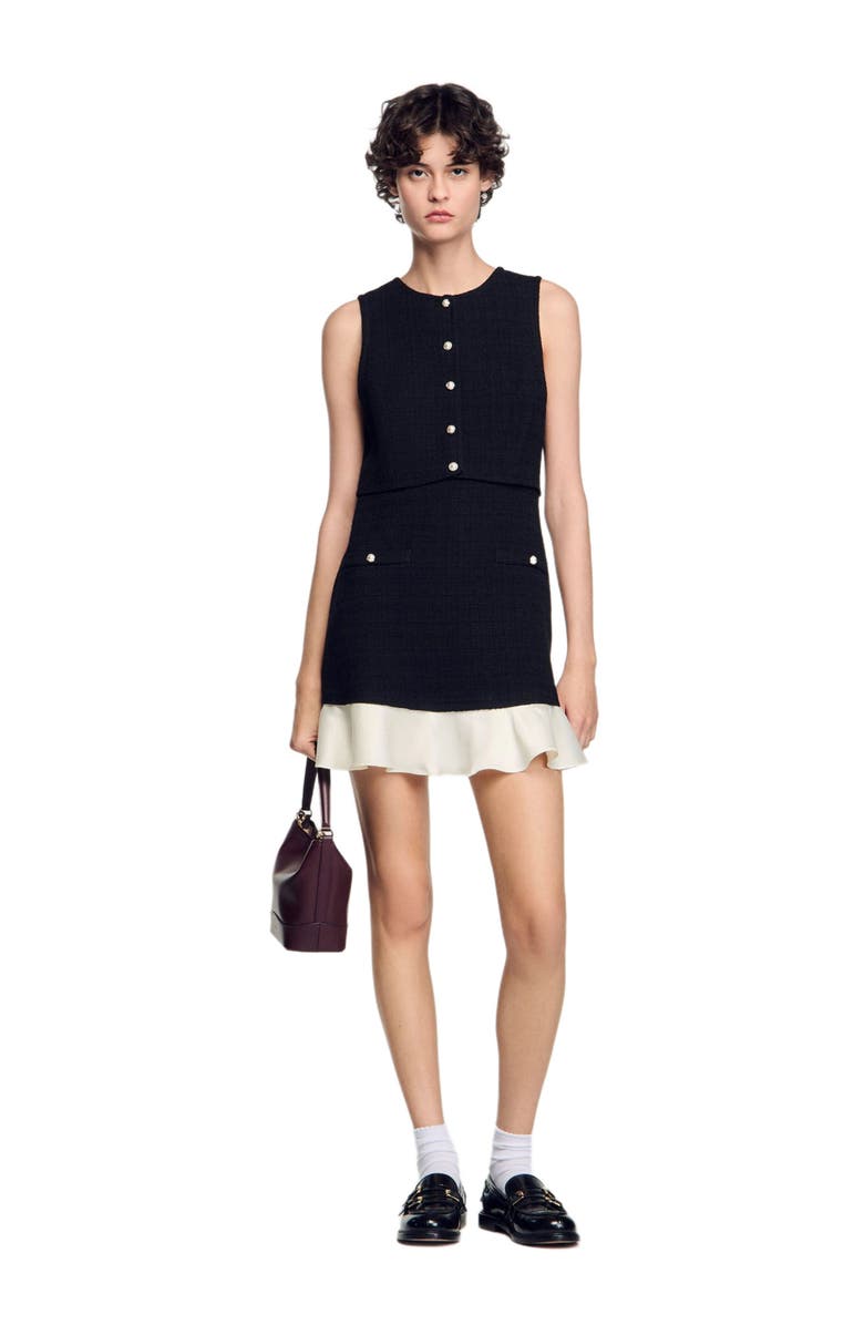 SANDRO Two-tone tweed mini dress, Alternate, color, 