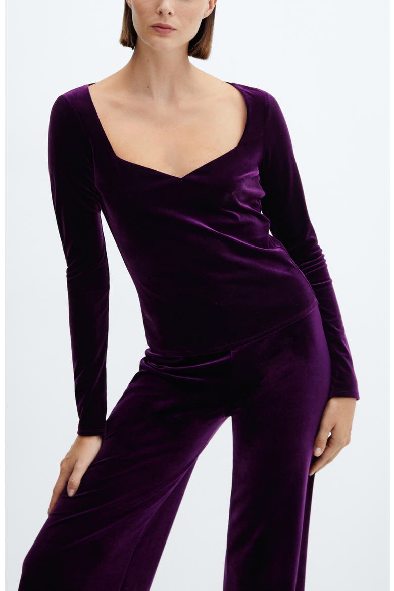 High Waist Velvet Flare Pants, Alternate, color, PURPLE