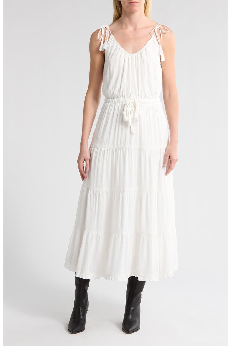Wellsley Tie Strap Tiered Sundress, Main, color, WHITE