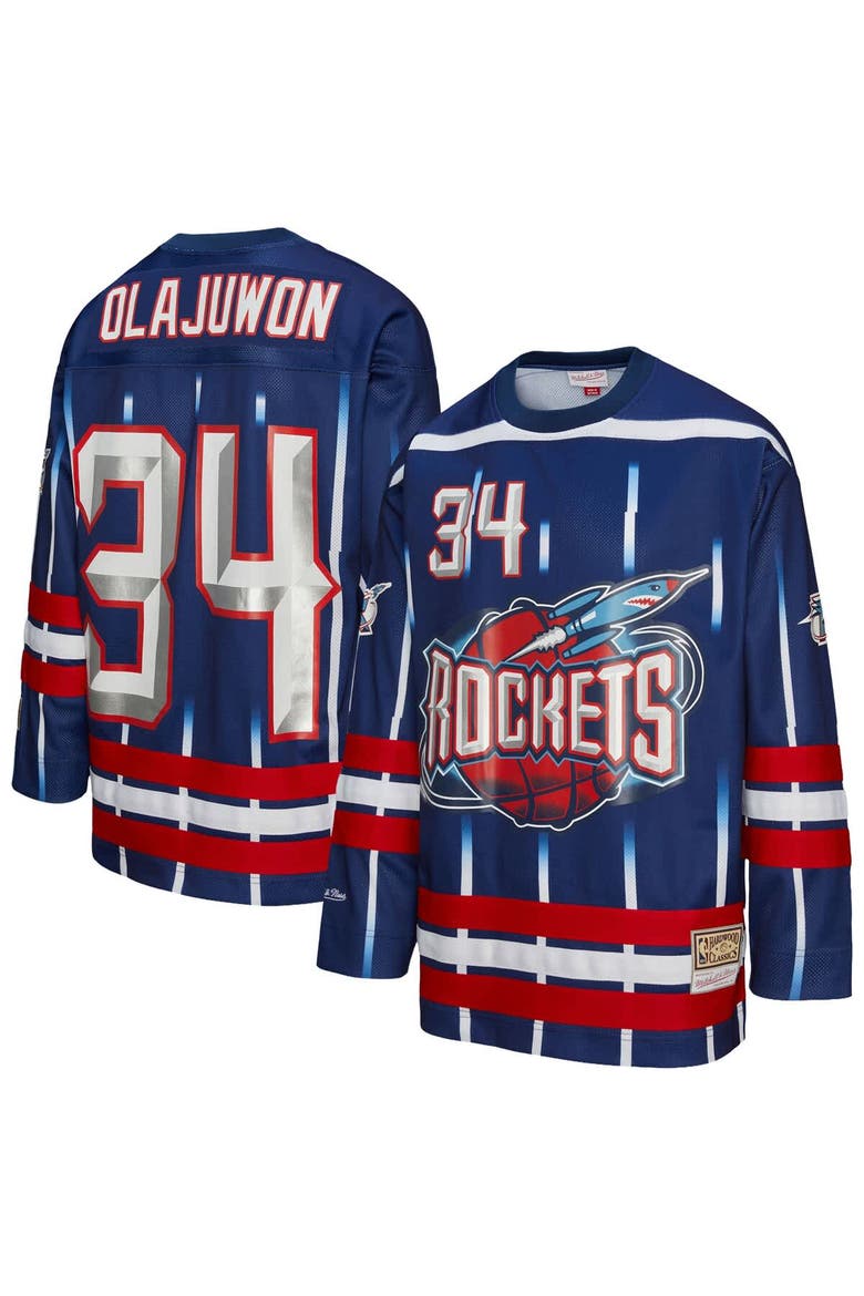 Unisex Mitchell & Ness Hakeem Olajuwon Navy Houston Rockets Maxxed Out Fashion Hockey Jersey, Main, color, Navy