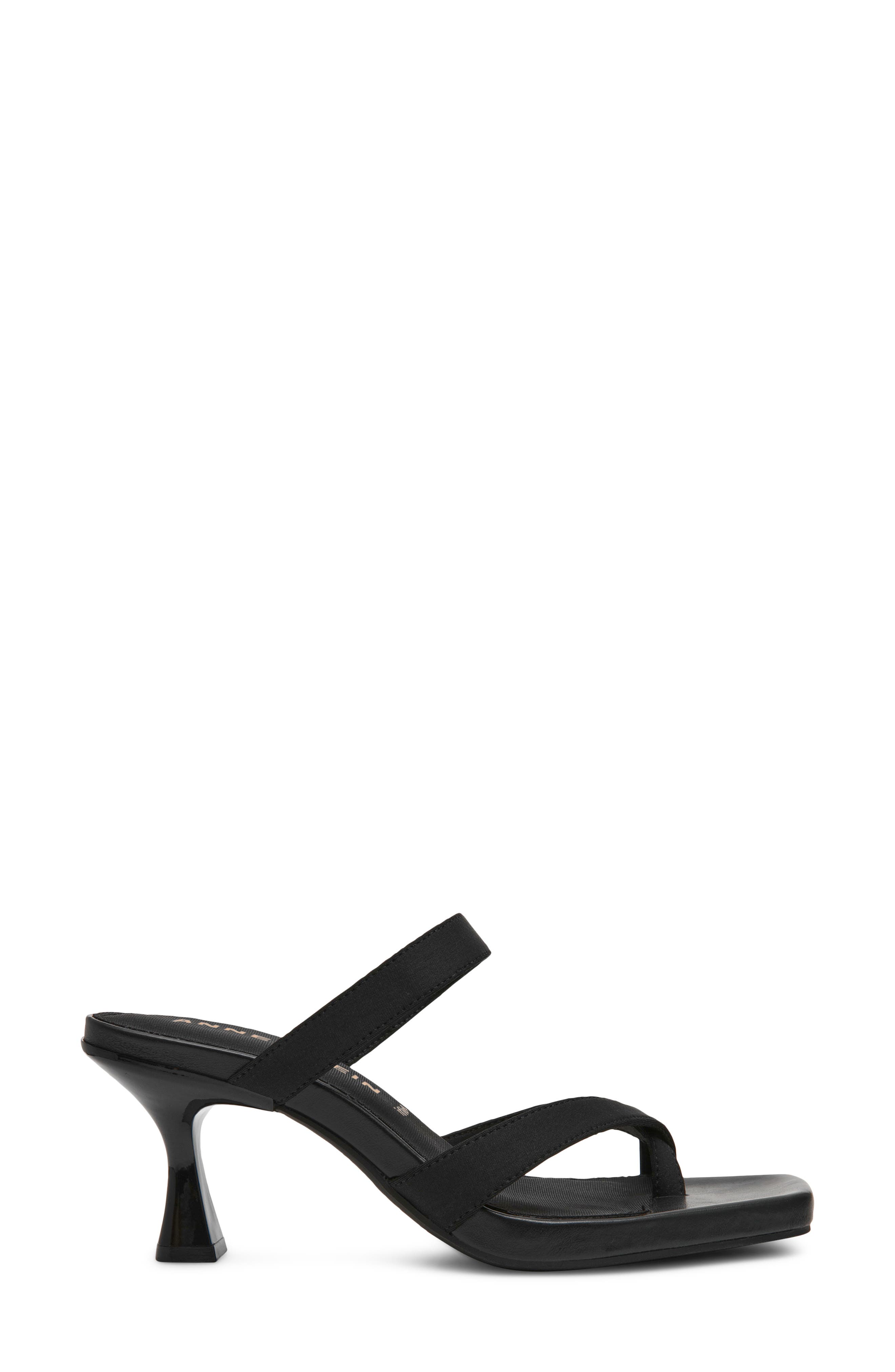 Anne Klein Jevelli Toe Loop Sandal, Alternate, color, Black Stretch