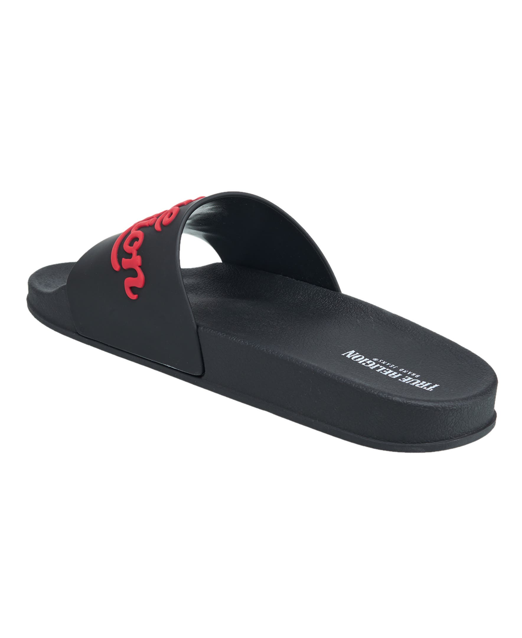 True Religion Drake Script Logo Pool Slide, Alternate, color, Black