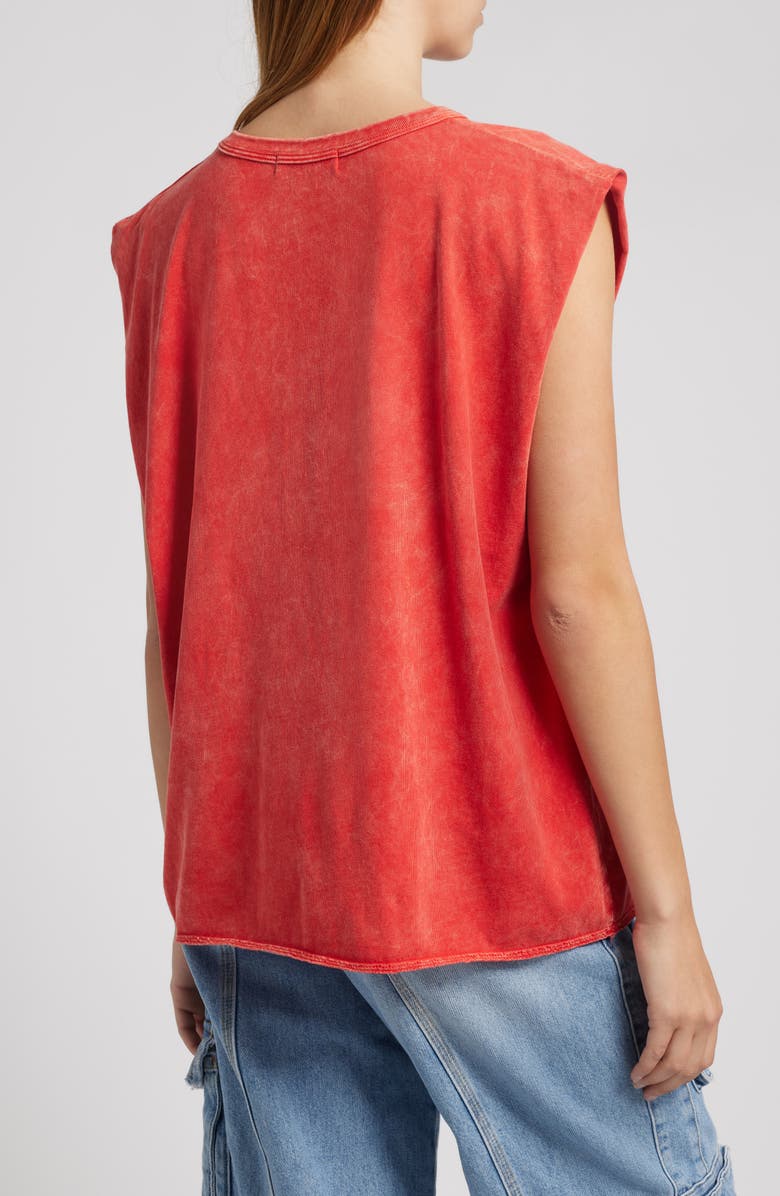 Daydreamer Johnny Cash Cotton Graphic Muscle Tank, Alternate, color, Red Acid Wash