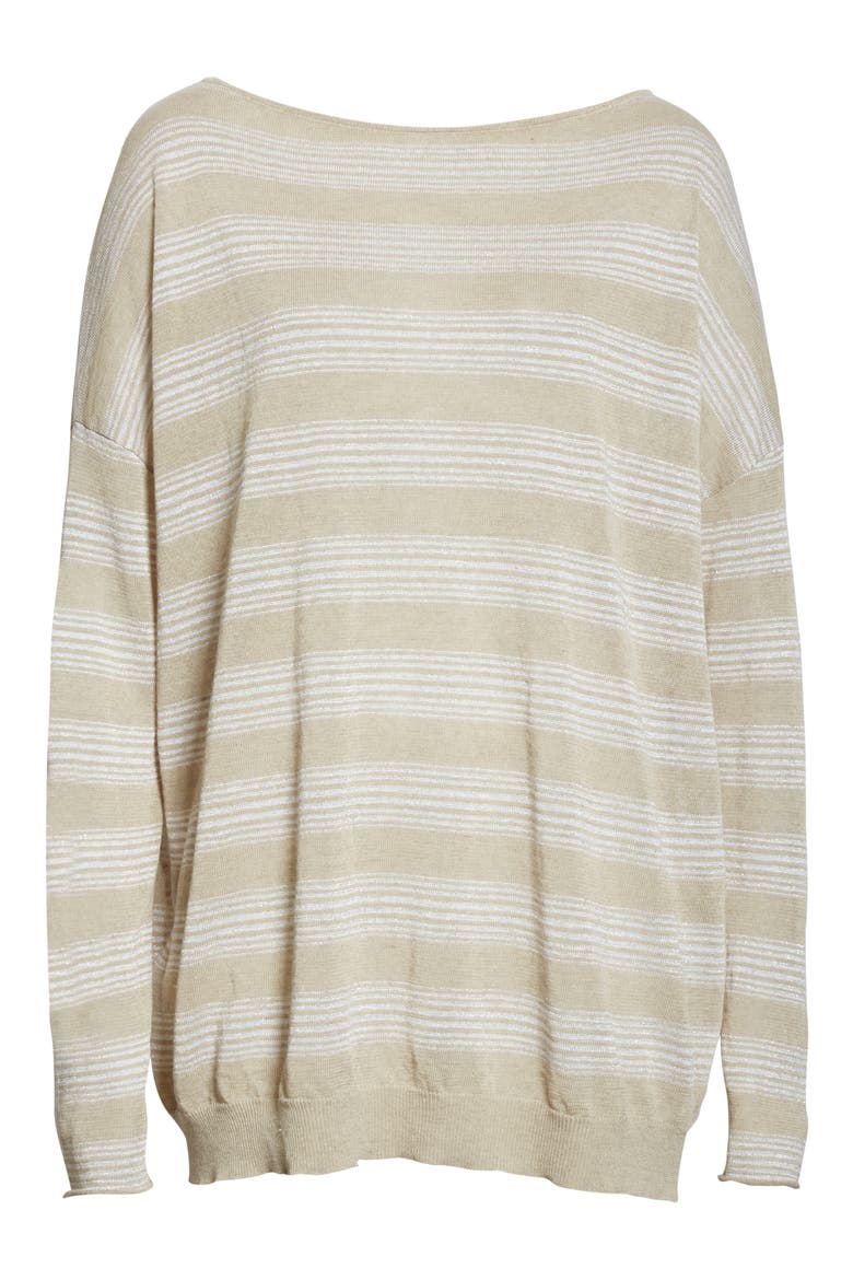 Metallic Stripe Sweater, Alternate, color, BEIGE