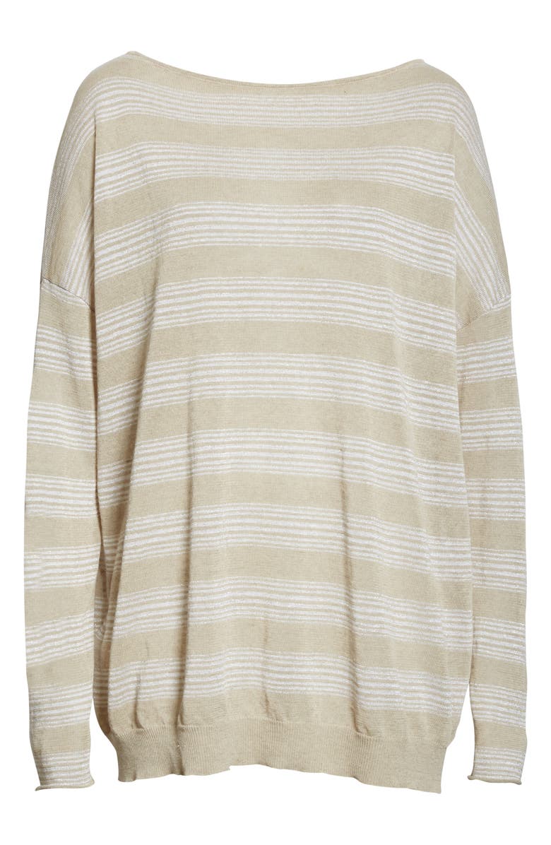 Brunello Cucinelli Metallic Stripe Sweater, Alternate, color, 