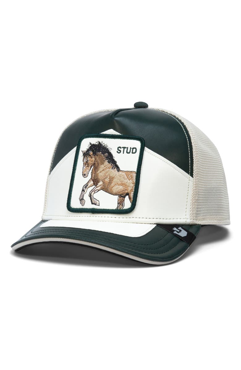 Goorin Bros. Moto Stud Faux Leather Trucker Hat, Alternate, color, 