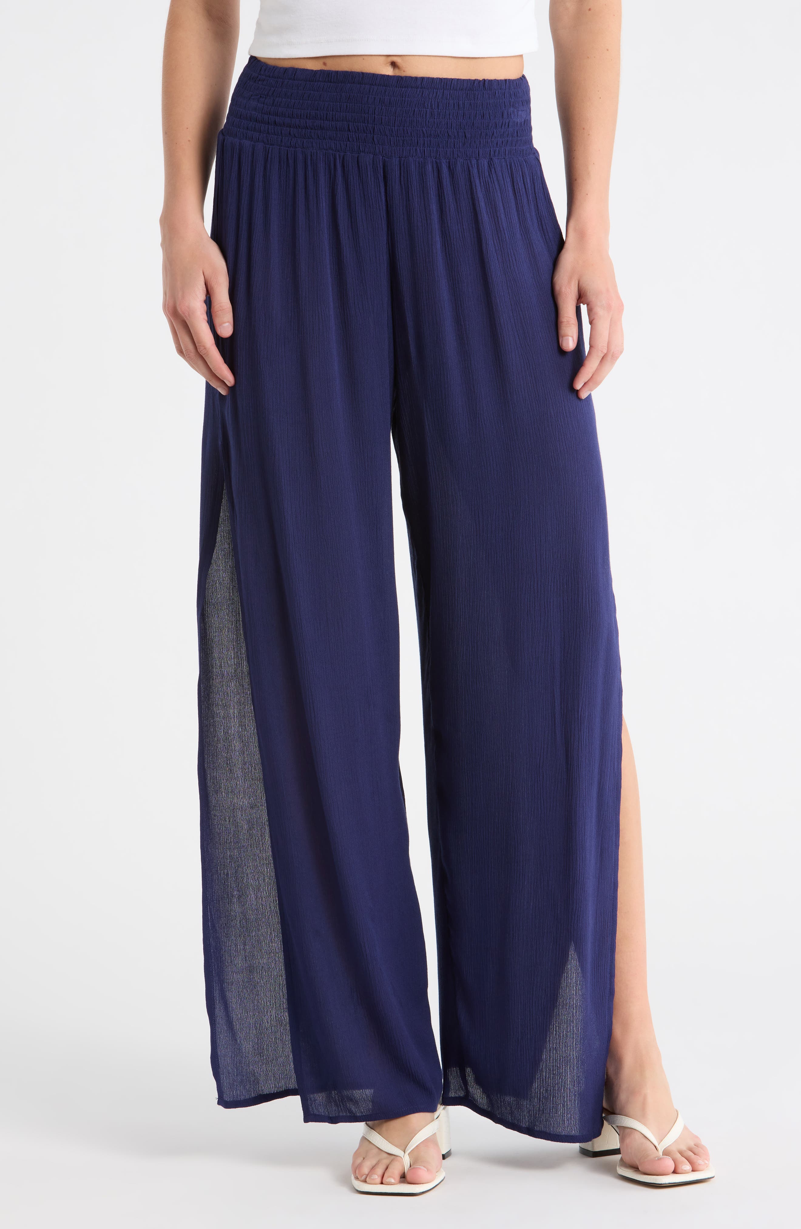 Side Slit Wide Leg Cover-Up Pants - image 5