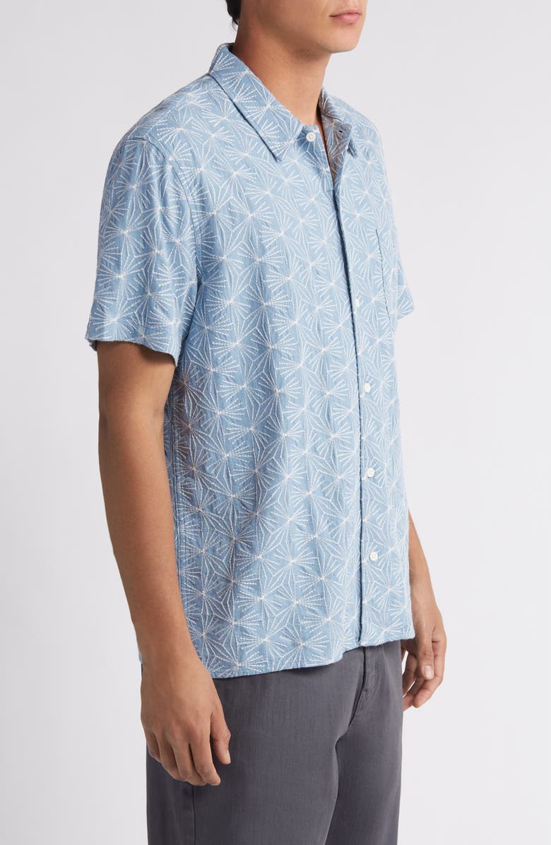 Treasure & Bond Starburst Embroidered Short Sleeve Button-Up Shirt, Alternate, color, 