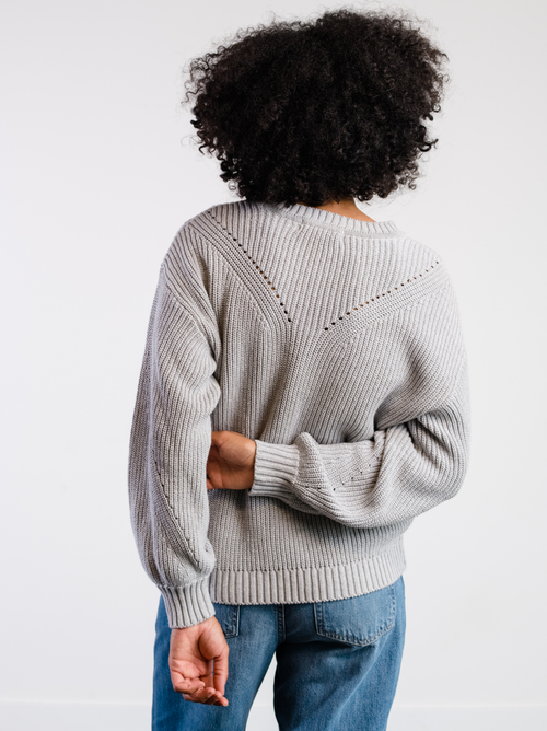 Able Sarah Billow Sleeve Sweater In Heather Grey
