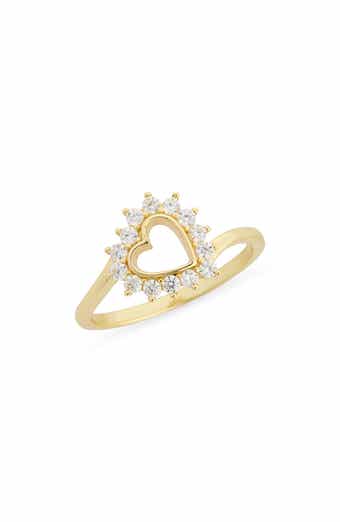 ARGENTO VIVO Halo Cubic Zirconia Heart Slant Ring