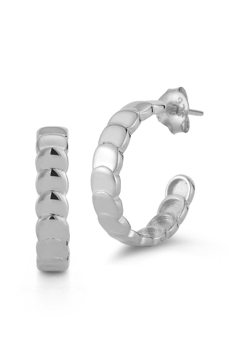 Scallop Hoop Earrings, Main, color, SILVER