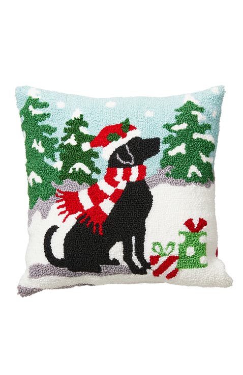 14"L Hooked Christmas Cat Dog Pillows