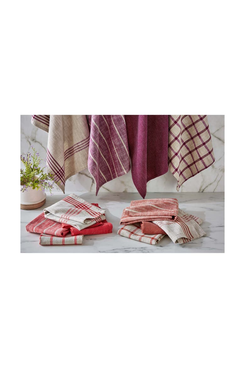 Classic Reversible Plum Purple Windowpane Cotton Dishtowel, Alternate, color, Purple