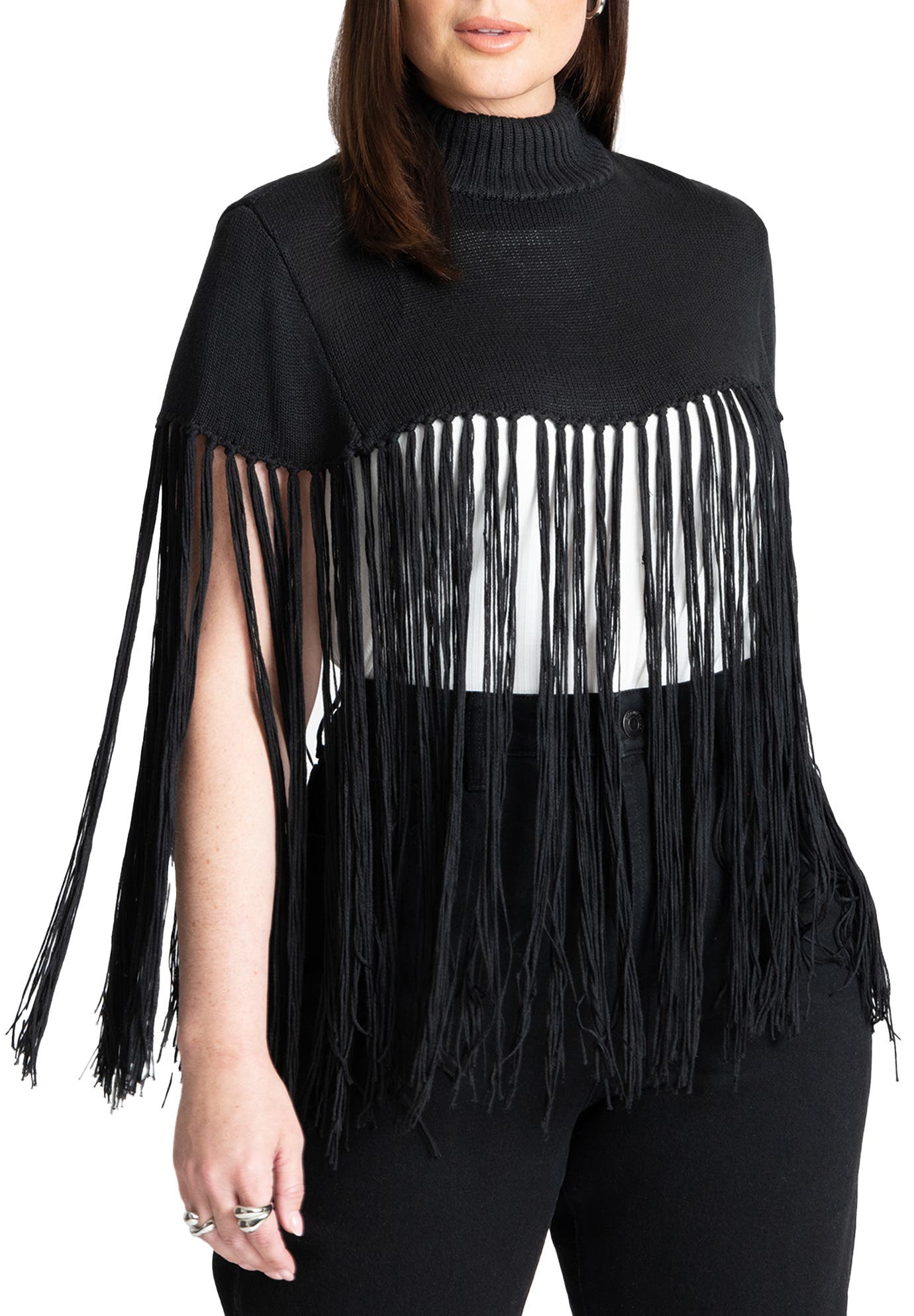 Fringe Half Sweater