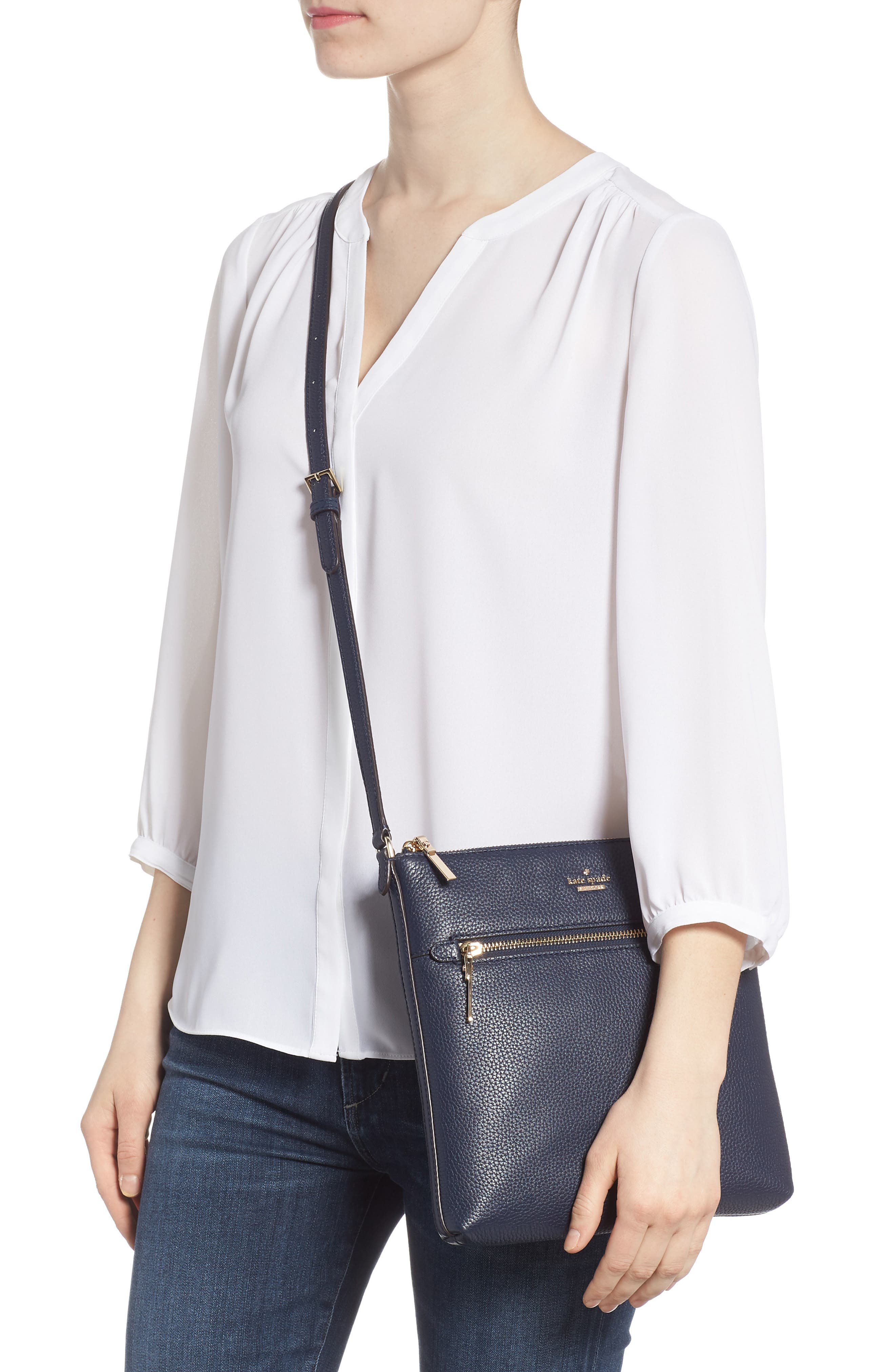 oakwood street - malia leather crossbody bag, Alternate, color, BLAZER BLUE