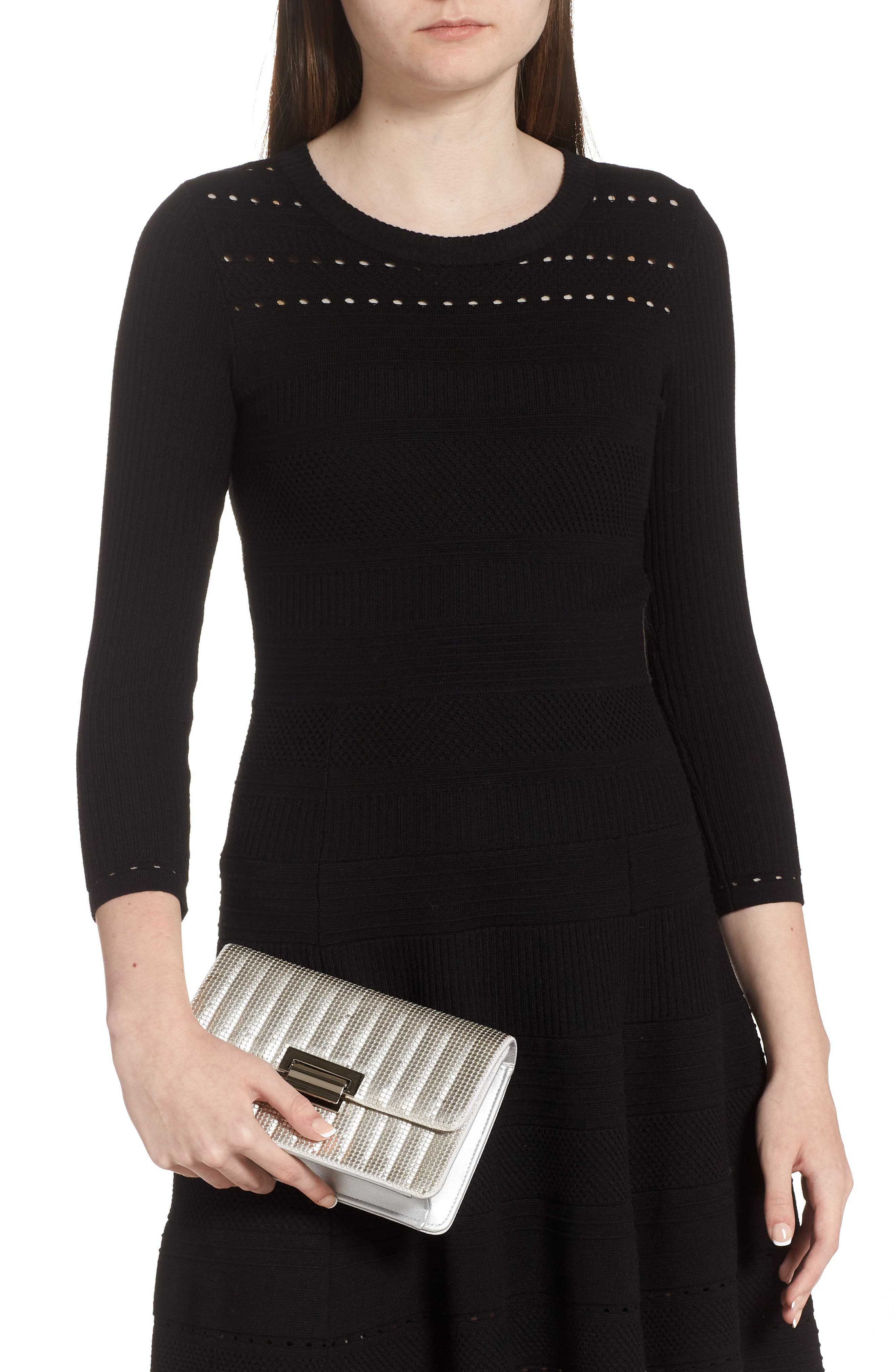 Sydney Quilted Clutch, Alternate, color, SATIN SILVER