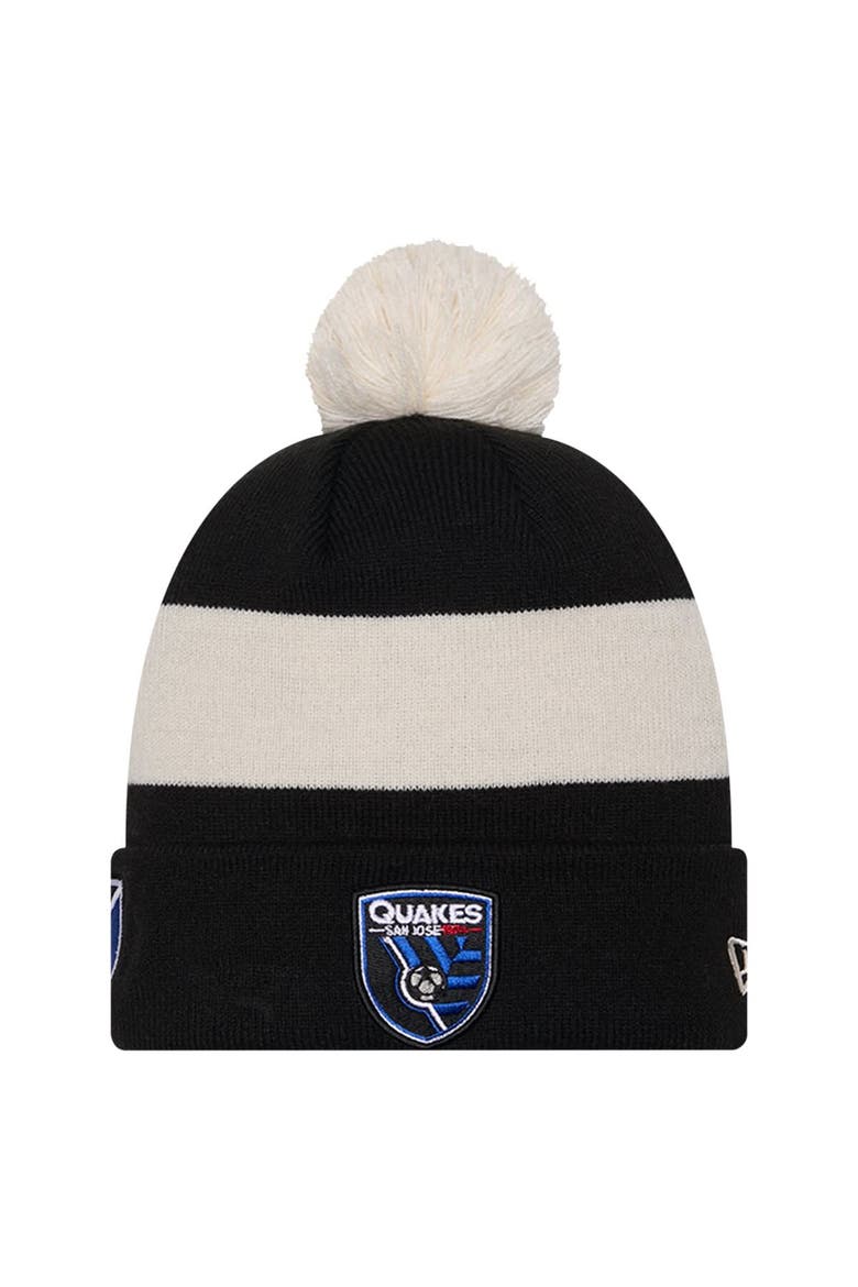 Men's New Era Black San Jose Earthquakes 2024 Kick Off Collection Cuffed Knit Hat with Pom, Main, color, Black