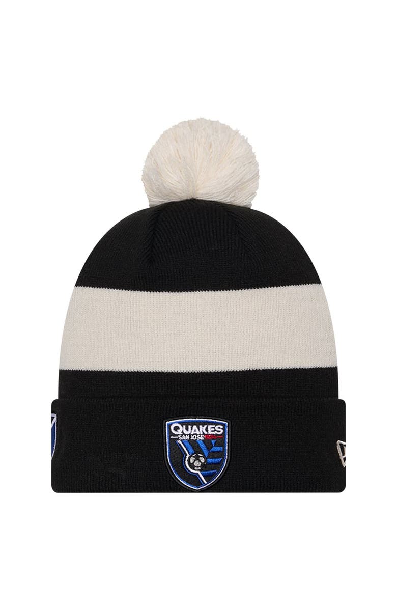 New Era Men's New Era Black San Jose Earthquakes 2024 Kick Off Collection Cuffed Knit Hat with Pom, Main, color, 