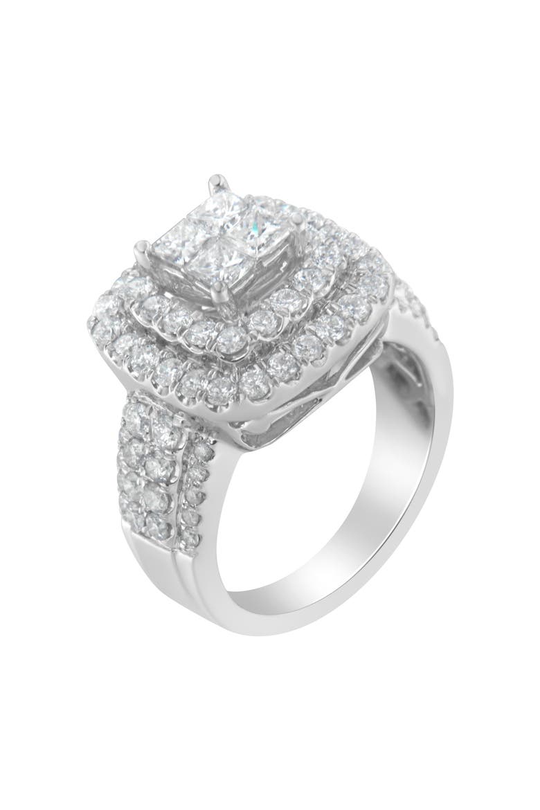 14KT White Gold 2 1/4 Cttw Round and Princess Diamond Ring, Alternate, color, White Gold