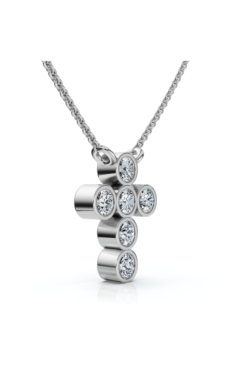 1/5Ct Diamond Cross Small Pendant Lab Grown 18" Necklace EF/VS, Alternate, color, White Gold