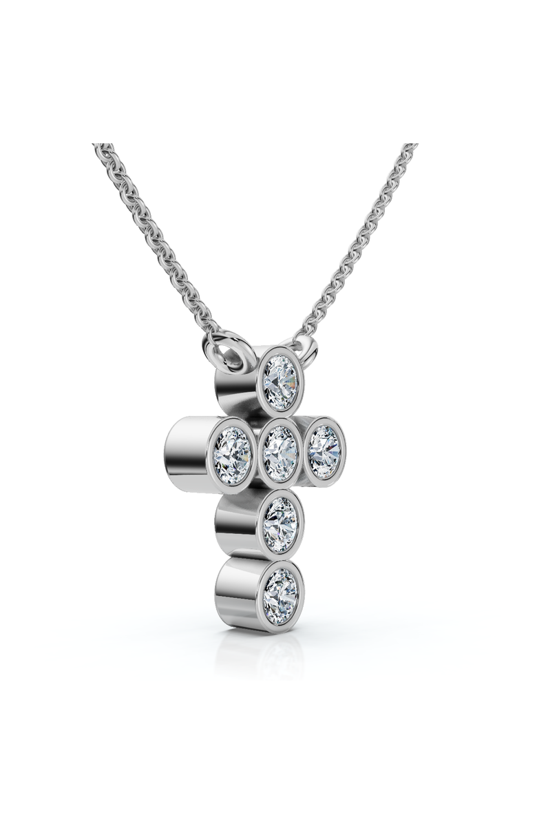 Bliss Diamond 1/5Ct Diamond Cross Small Pendant Lab Grown 18" Necklace EF/VS, Alternate, color, White Gold