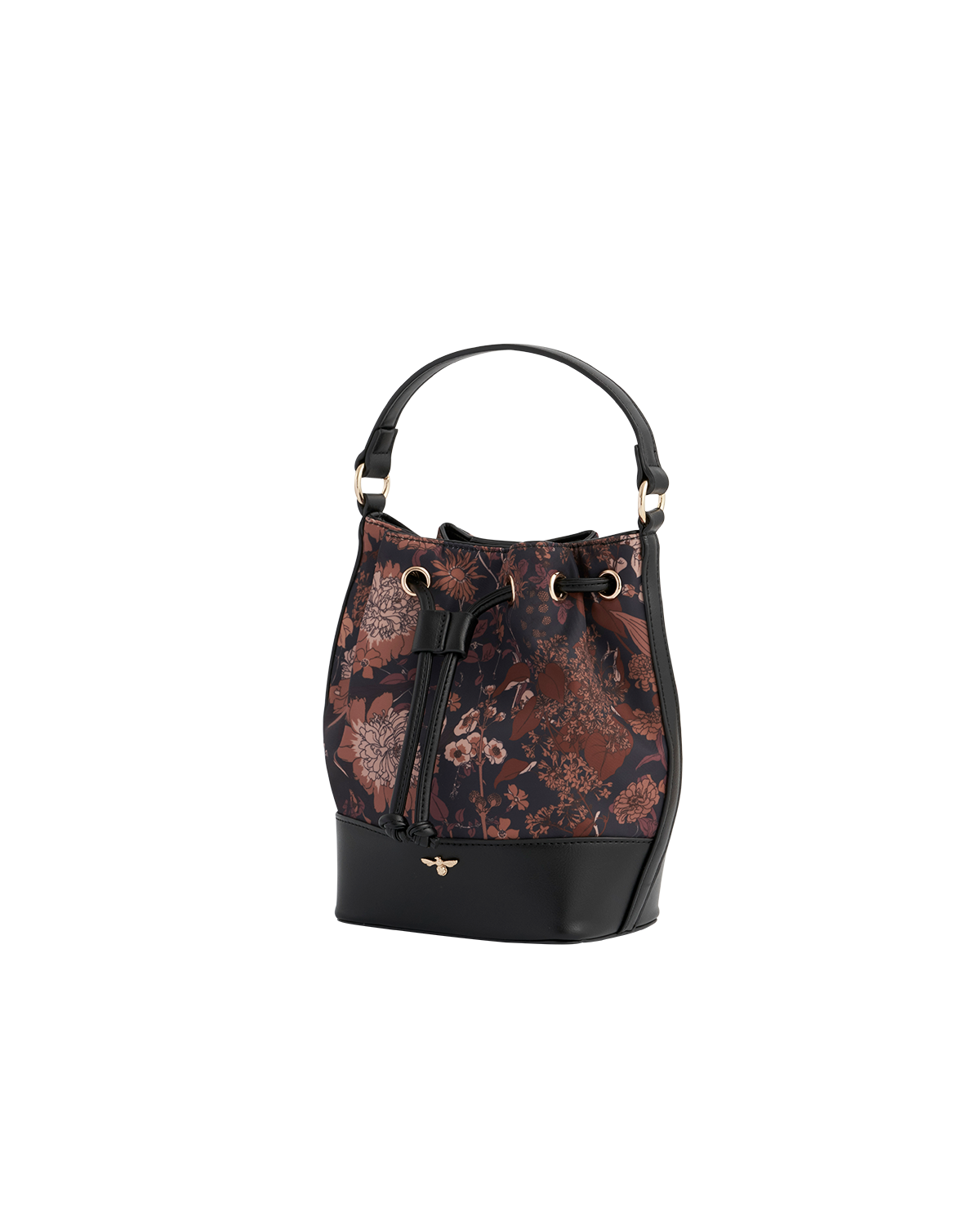 Fable England Deco Bloom Black Bucket Bag, Alternate, color, Black