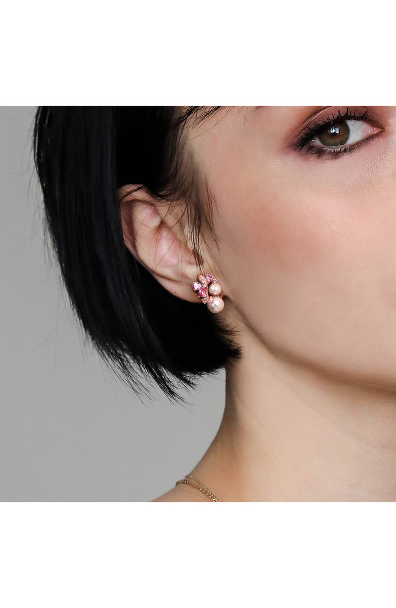 DELMAR White Topaz, Pink Quartz & Cultured Pearl Earrings, Alternate, color,