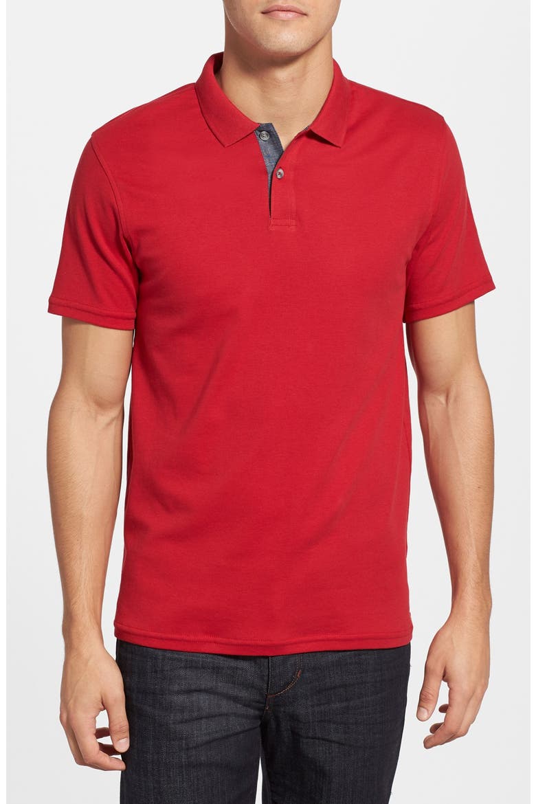 Trim Fit Cotton Jersey Polo, Main, color, RED JESTER