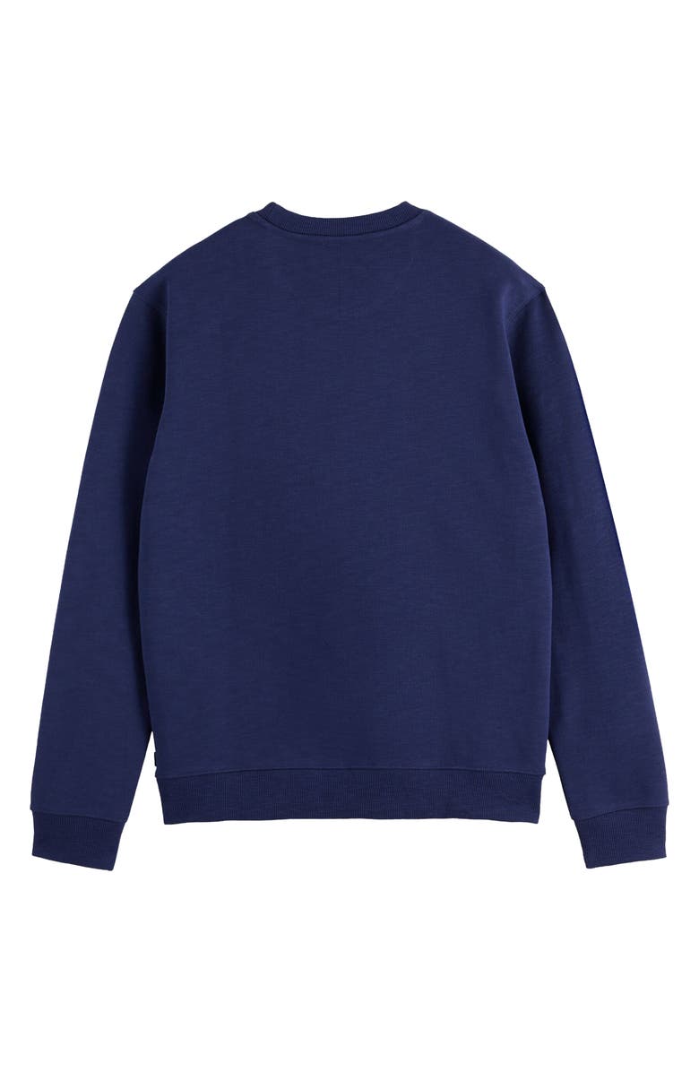 Scotch & Soda Logo Graphic Crewneck Sweatshirt, Alternate, color, Peacoat