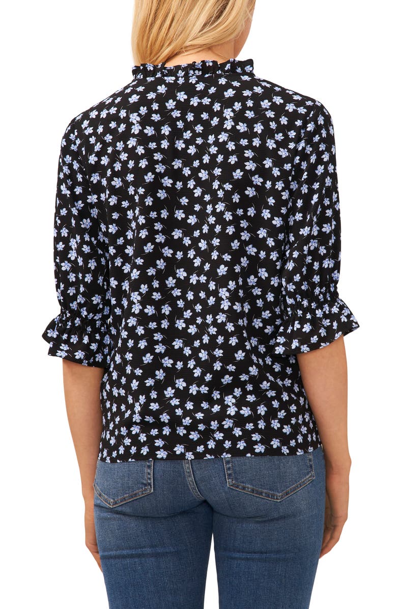 CeCe Floral Split Neck Blouse, Alternate, color, 