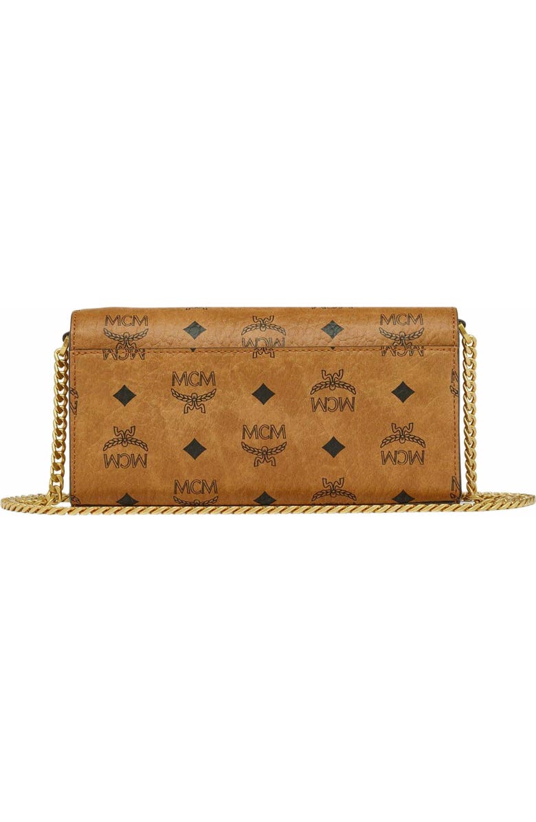 MCM Mini Aren Shoulder Bag in Visetos, Main, color, Cognac