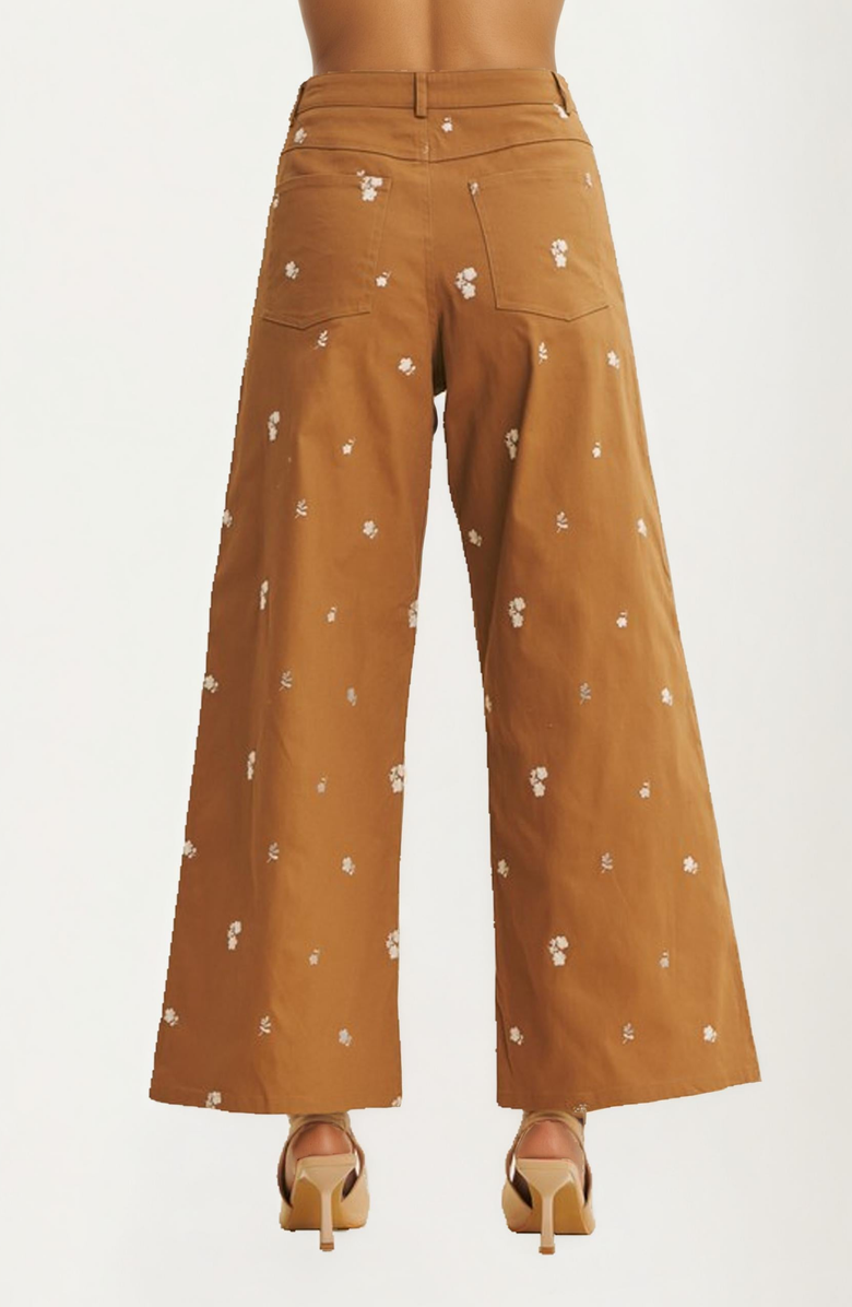 Knit and Lounge Delicate Embroidered Floral Wide-Leg Cropped Pants, Alternate, color, 