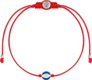 Karma and Luck Women's Navy Enamel Evil Eye Red String Adjustable Bracelet Super Guardian