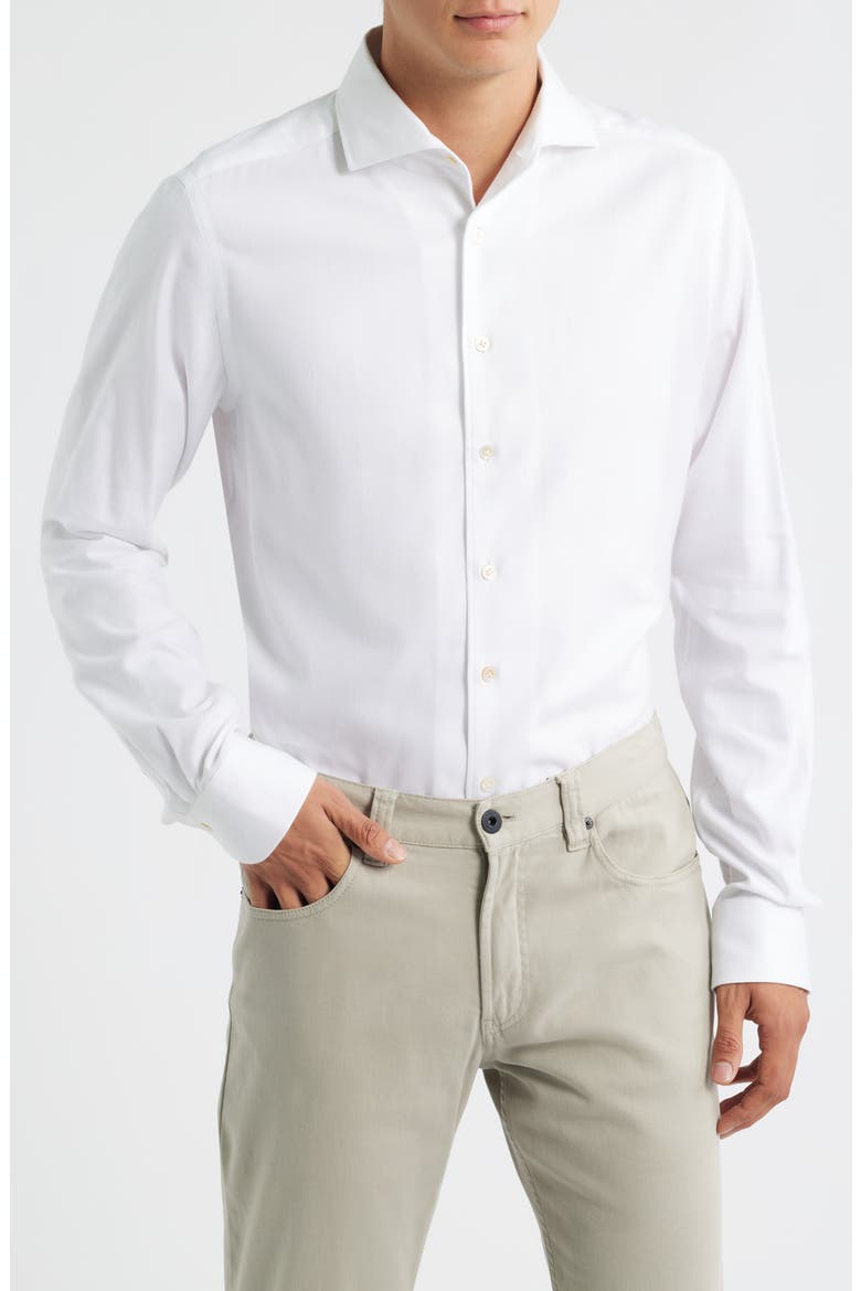 Modern Fit Flannel Dress Shirt, Main, color, WHITE