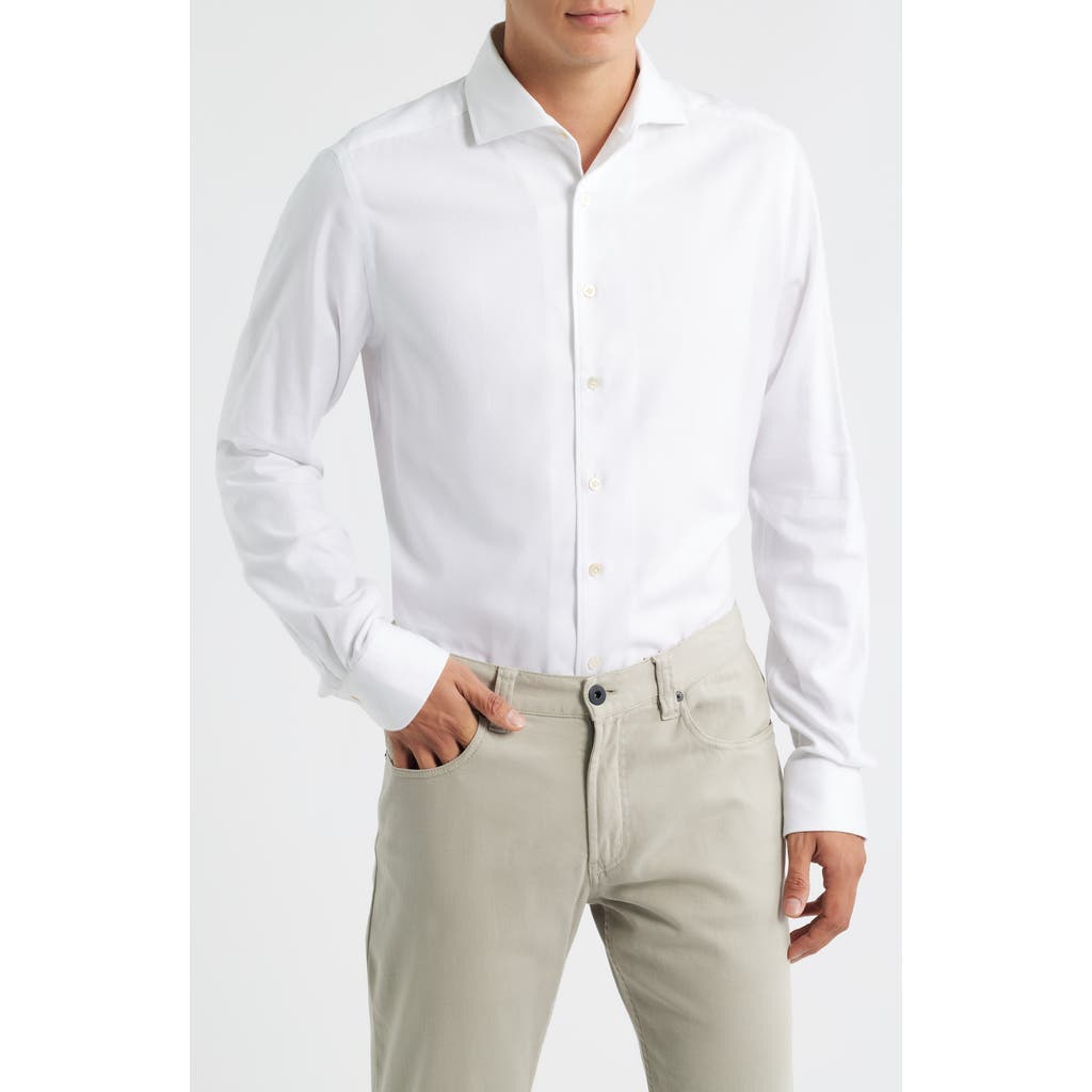 Emanuel Berg Modern Fit Flannel Dress Shirt in White  product