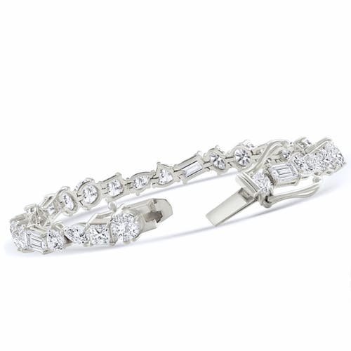 Bliss Diamond F/vs 15ct Mixed Fancy Cut Diamond Tennis Bracelet 14k Gold Lab Grown 7" In 14k White Gold