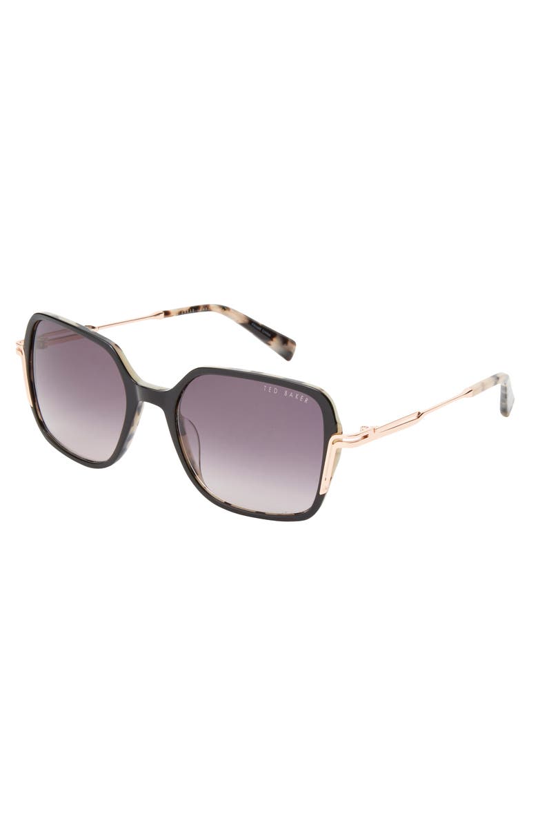 Ted Baker London 55mm Square Sunglasses, Alternate, color, Black