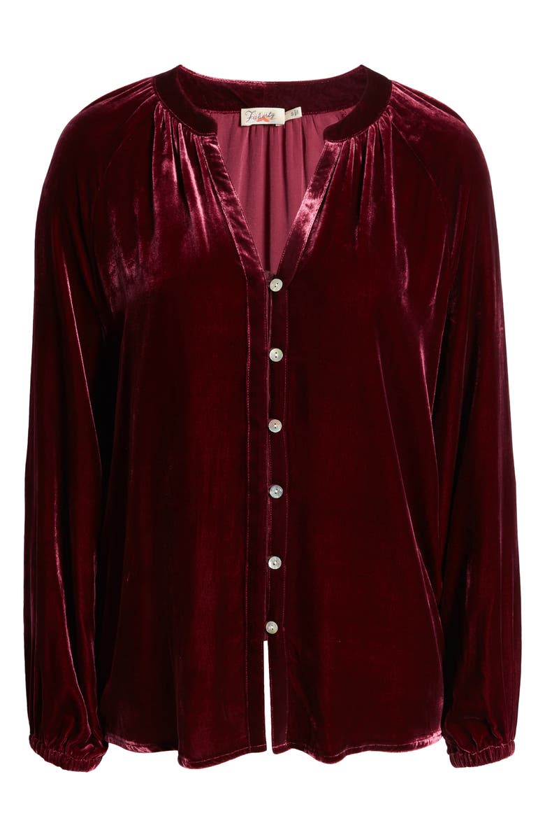 Faherty Naomi Velvet Button-Up Shirt, Alternate, color, 