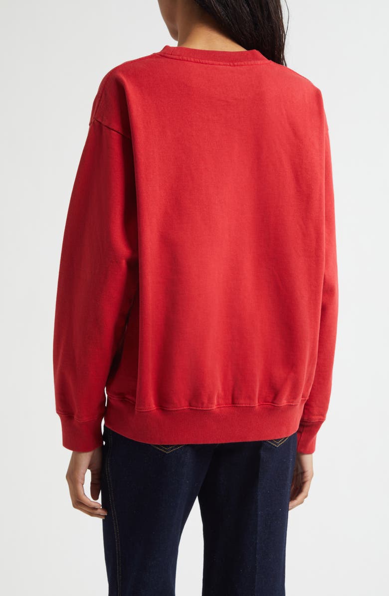 Sporty & Rich Ivy Logo Appliqué Cotton Graphic Sweatshirt, Alternate, color, Ruby