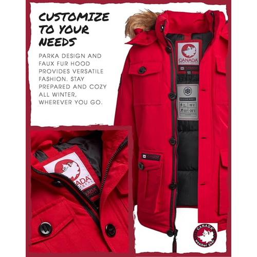 Canada Weather Gear Boys' Heavyweight Winter Ski Jacket In Red