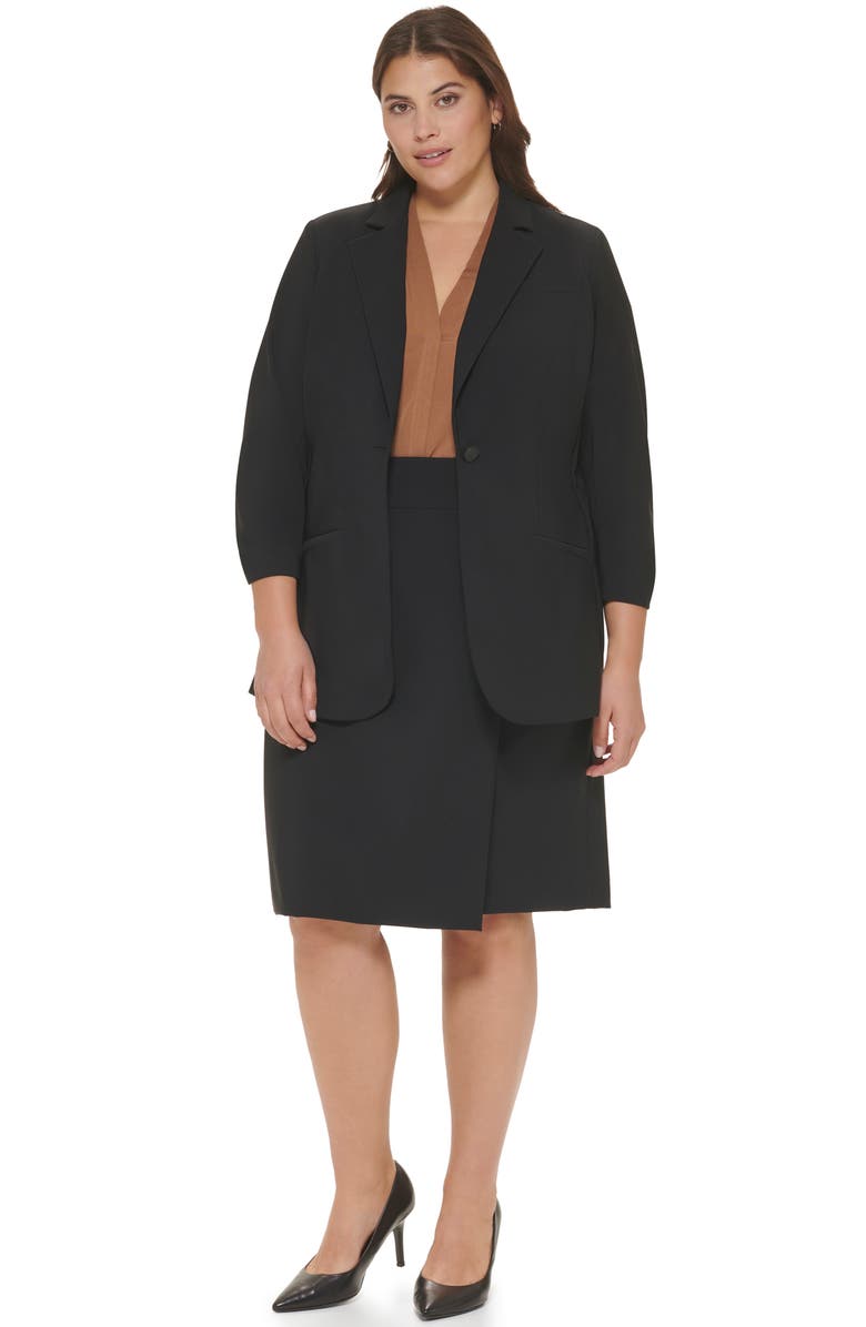 Calvin Klein Three-Quarter Sleeve Sport Coat, Alternate, color, Black