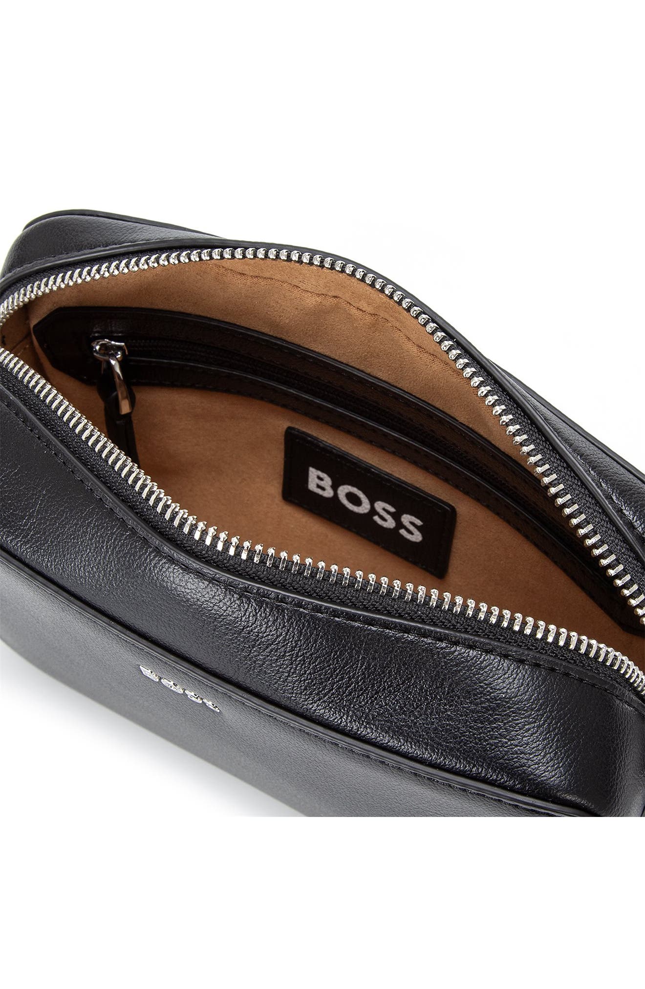 BOSS Liriel Faux Leather Crossbody Bag, Alternate, color, Black